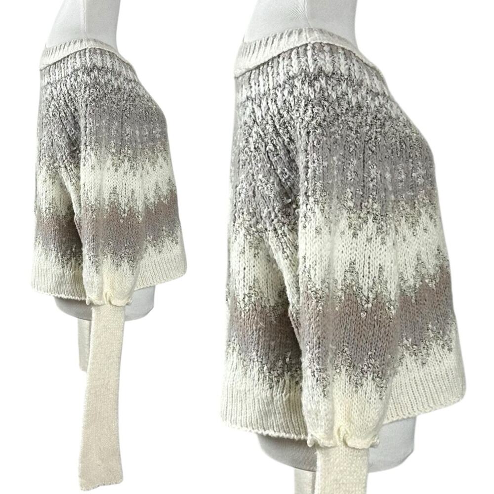 Free People Wool Fair Isle Puff Sleeve Sweater Home For the Holidays XL - Picture 9 of 12